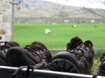 Drying boots on the Dales Way, April, 2012