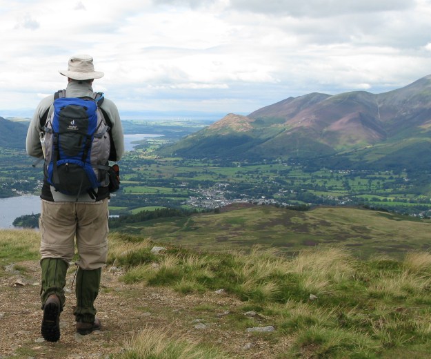 High gaiters in use in the Lake District, 2008. Useful in wet high grass but condenstation can be a problem, even when constructed of Goretex as with these from Mountain Range