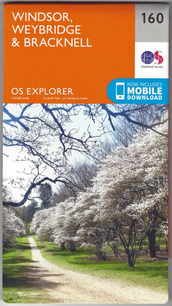 Ordnance Survey, OS Explorer 160. Windsor, Weybridge & Bracknell. 1:25 000. Puiblished 2015