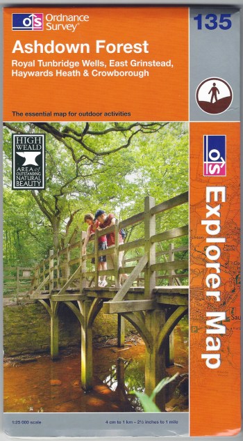 Ordnance Survey Explorer 135. Ashdown Forest. 1:25 000. Published 2013