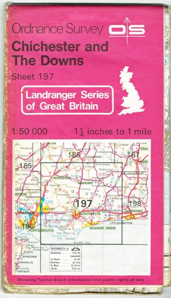 Ordnance Survey Landranger. Sheet 197. Chichester and The Downs. 1:50 000. Published 1984