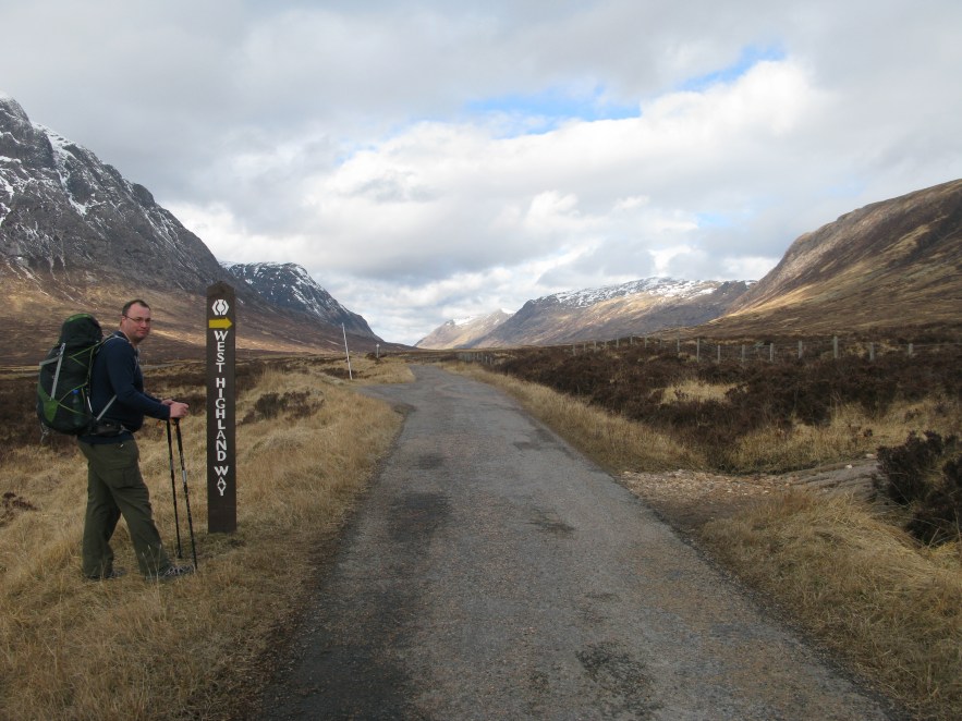 Three Points of the Compass hiking the West Highland Way in 2013. Glen Coe beyond