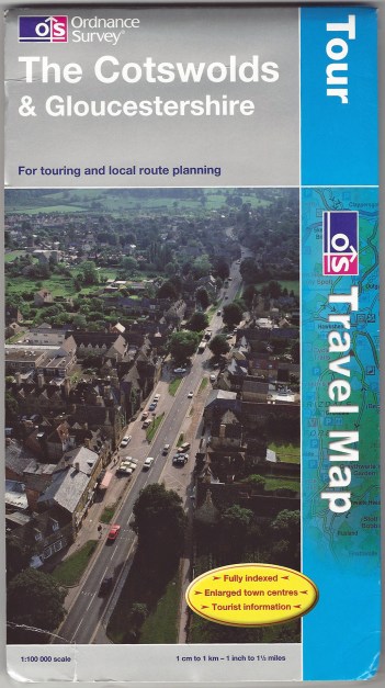 Ordnance Survey Tour series. The Cotswolds & Gloucestershire. 1:100 000. Published 2009