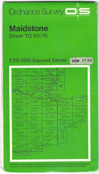 Ordnance Survey Second Series sheet TQ 65/75. Maidstone. 1:25 000 scale. Published 1975