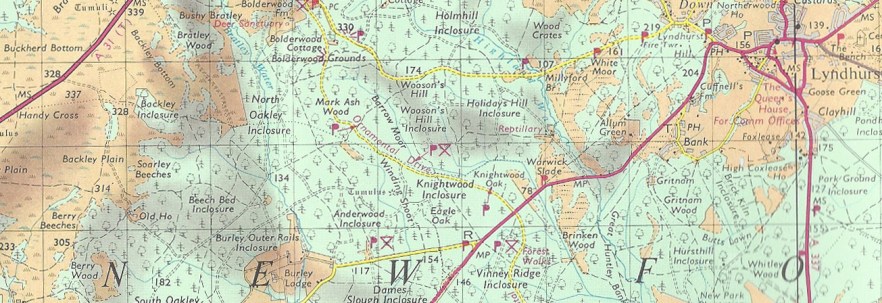 Those used to today's Ordnance Survey maps may be surprised by the shading incorporated on earlier maps. Rather than elevation, colour shading represented the predominant vegetation- wood, meadow, downland and heath. Ordnance Survey Tourist Map for the New Forest