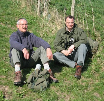Birdwatching on the North Kent marshes with pal Allan Beeney, 2003