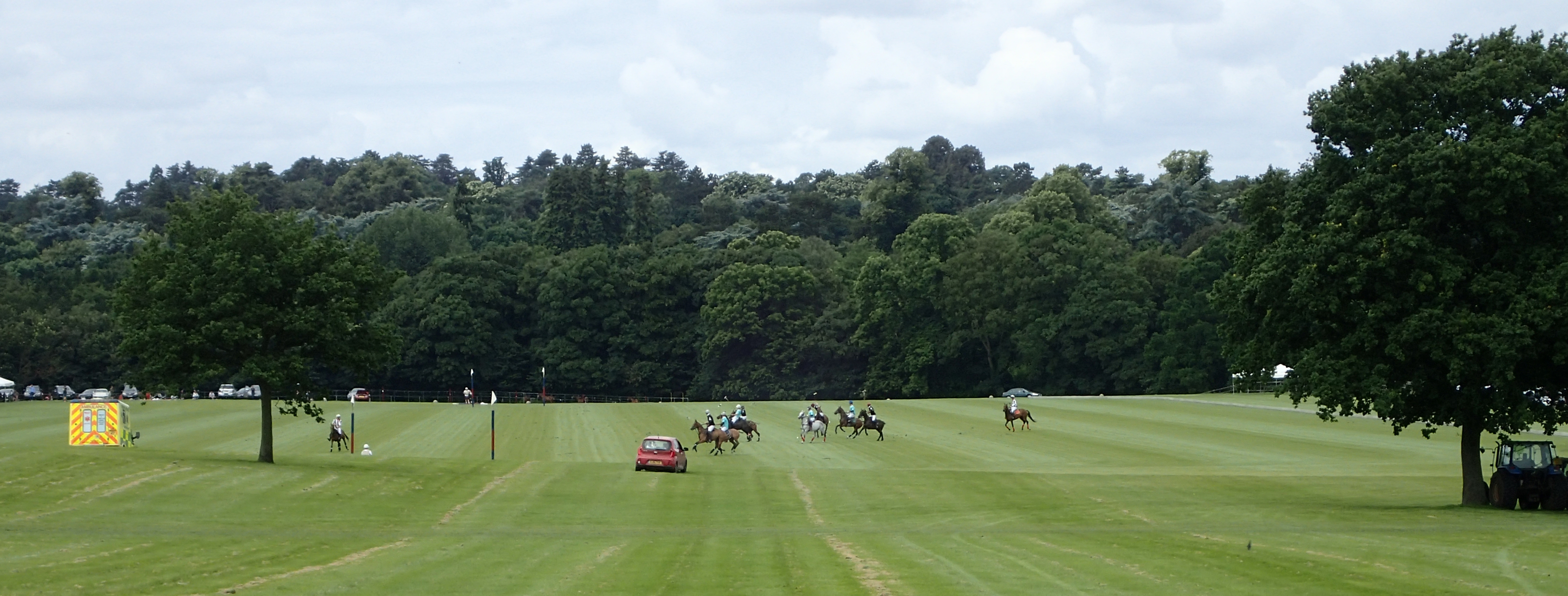 The wealthy heartland of Berkshire. Polo match at the 240 acre private equestrian centre, Coworth Park, Ascot
