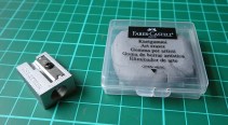 A 13g Staedtler pencil sharpener and 27g Faber Castell kneadable eraser (in case) were also taken. Lighter alternatives could easily have been used instead