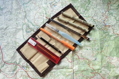 Derwent Pencil roll with my selection of artists materials