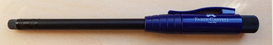 The Perfect Pencil from Faber Castell is an 'all in one'offering, combining pencil, eraser, sharpener, point protector and pencil extender. Component parts shown below