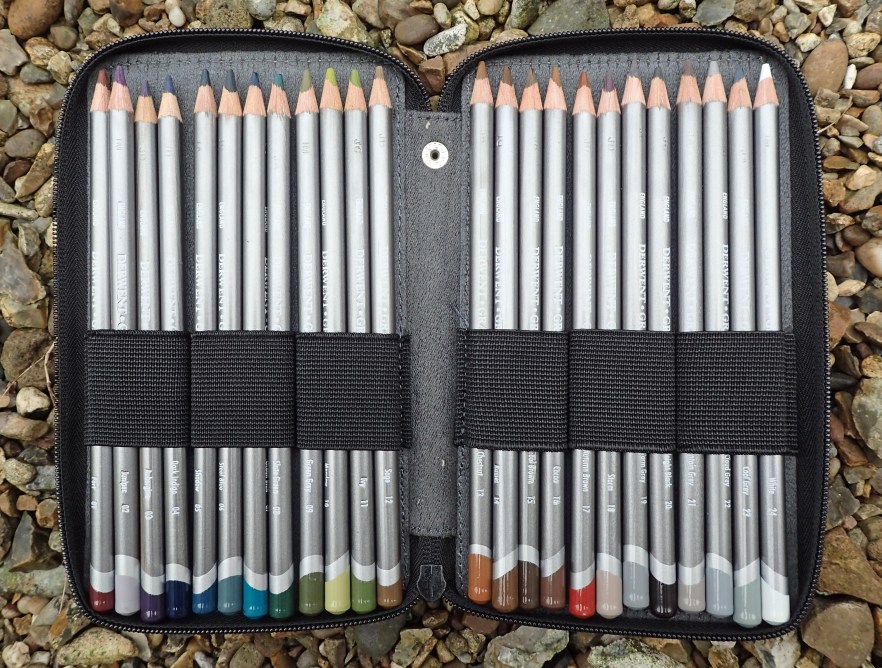 The full set of 24 Graphitint pencils just squeezes in to one panel of my 48 pencil case from Global Art
