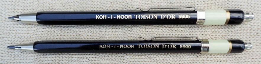 Koh-I-Noor's lovely 5900 Toison D'Or [Golden Fleece] clutch pencil is a terrific, well made product. There is a pocket clip and small yet effective sharpener under the cap. Reliable, good to look at, feels great in the hand, what more could you want from a 2mm lead clutch?