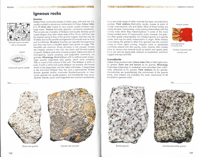 The opening pages from Philip's Guide to Minerals, Rocks and Fossils that covers Igneous rocks, beginning with Granite