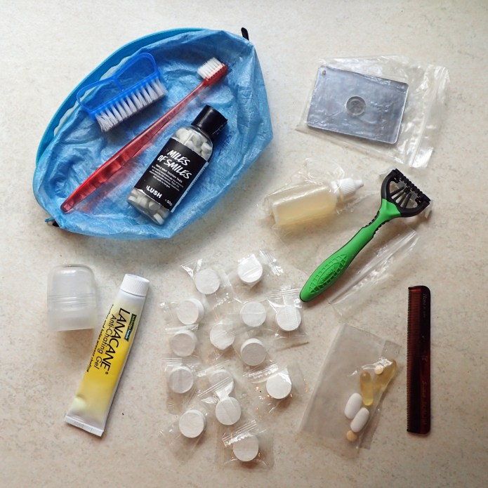 Wash bag and contents. The razor went unused