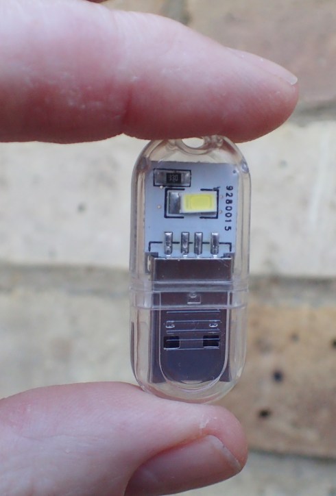 This USB LED light has a single LED on each side which cannot be directed in any effective manner. It will work well to give low current draw flood light within the confines of a tent or bothie