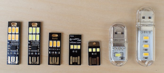LED lights for plugging into USB ports come in a variety of configurations with differing brightness and function. Their small size and weight make them ideal for travelling and backpacking