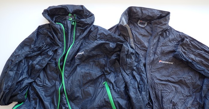 My new Lite-Speed windshirt,, on the left, shows off the added hand pockets that have replaced the single napoleon pocket on the earlier version