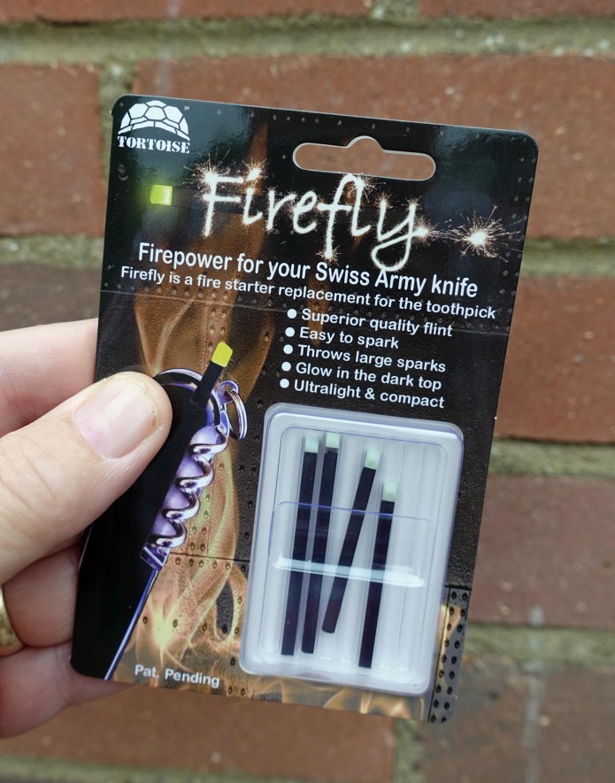 The Firefly can be ordered in different pack configurations, I ordered two Firefly and two Firefly Mini. Toothpicks can be stored in the pack when swapped with the firesteel