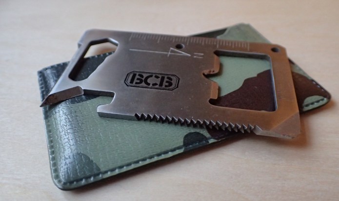Stainless steel pocket tool from BCB. This probably dates from the 1990s and is a better credit card sized tool than the cheaper copies that followed