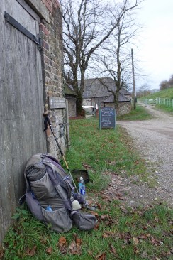 There is a small cafe, the Hikers Rest, at Saddlescombe Farm, but that was closed as I passed through. However the tap in the wall was still working