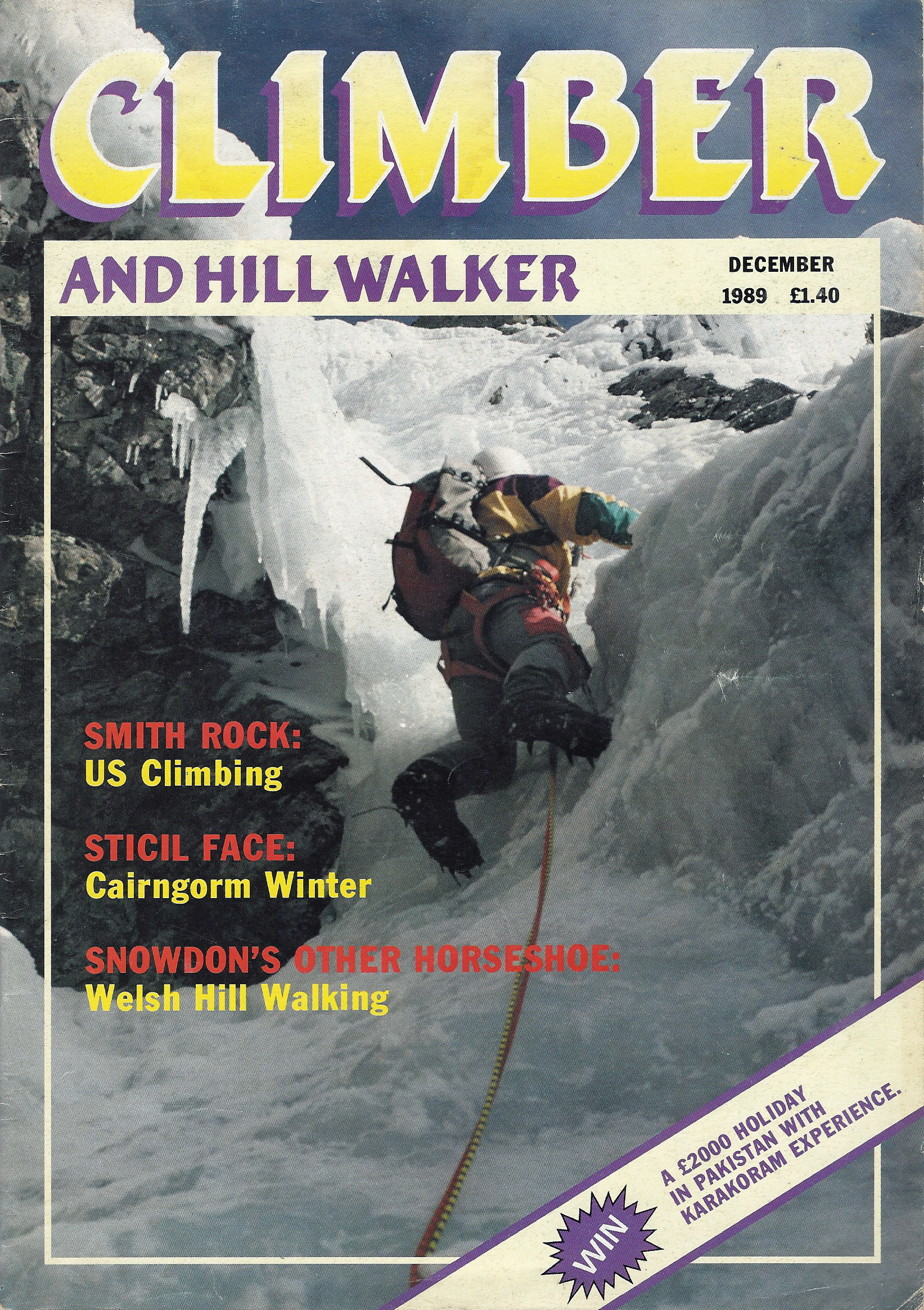 Climber and Hill walker, December 1989. Cover- Tackling the final pitch of Orion Face Direct, Ben Nevis