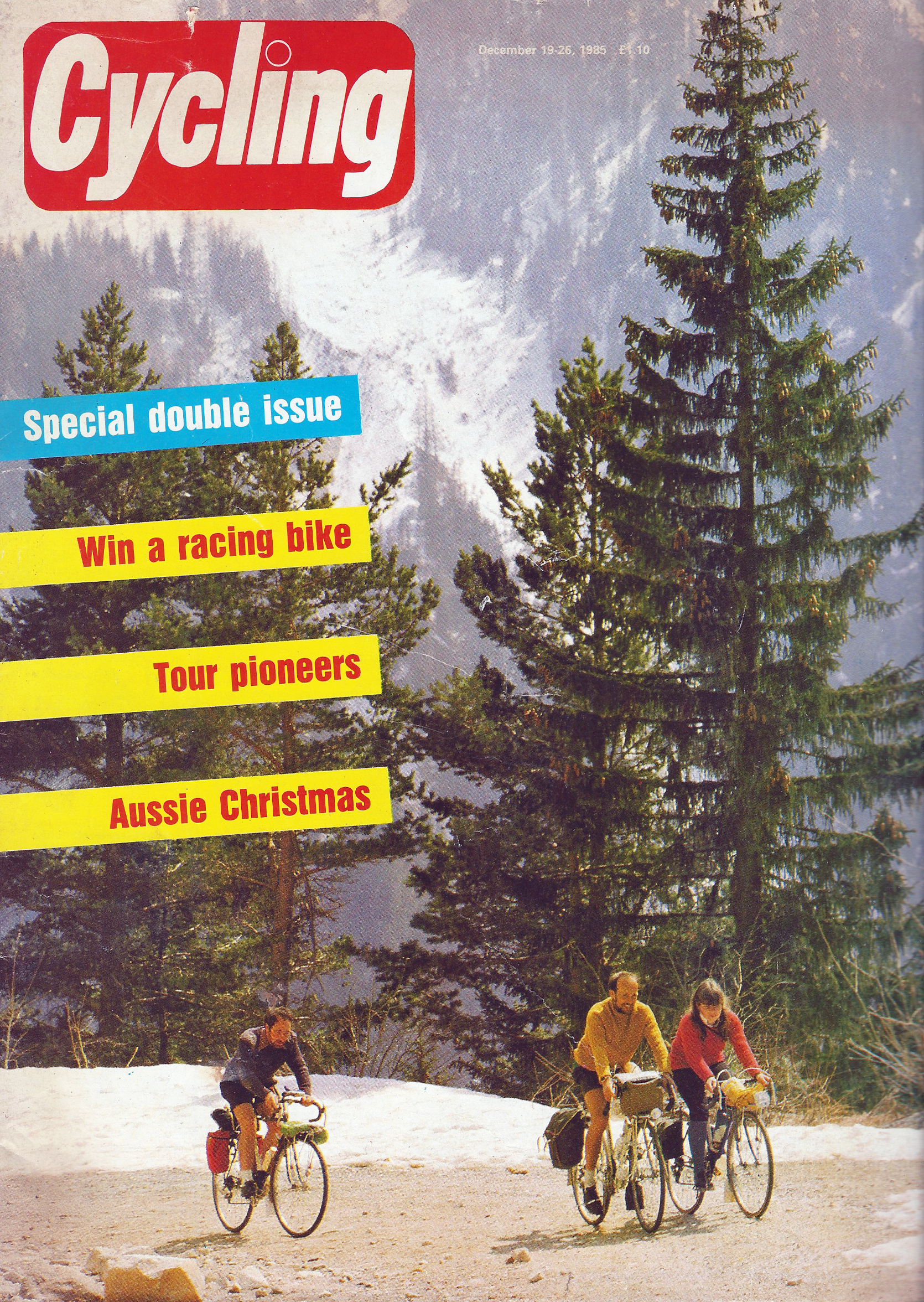 Cycling December 1985. Cover 'summer snow on a continental tour'