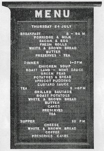 Menu board at Camp Cunningham