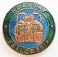 Enamelled pin badge. The rucksack emphasises the organisation's walking ethos