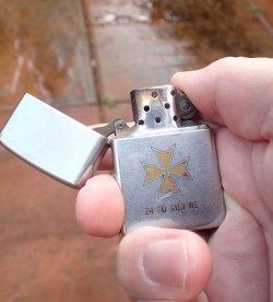 Serving in the British Army, Three Points of the Compass purchased this Zippo in 1981. The squadron crest now worn, it is, nevertheless, a much loved memento of those years