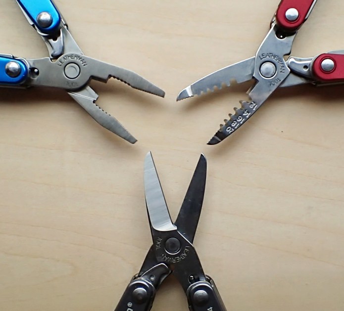 There are three choices of jaw in the small Leatherman keychain multi-tools. These are scissors, pliers and the less useful electricians pliers
