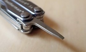 The small eyeglass flat tip screwdriver found on the Leatherman Squirt P4 and S4
