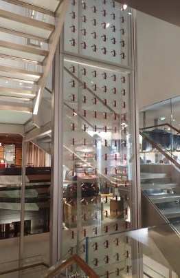 The iconic red handled Swiss Army Knife makes a suitable display the height of three floors