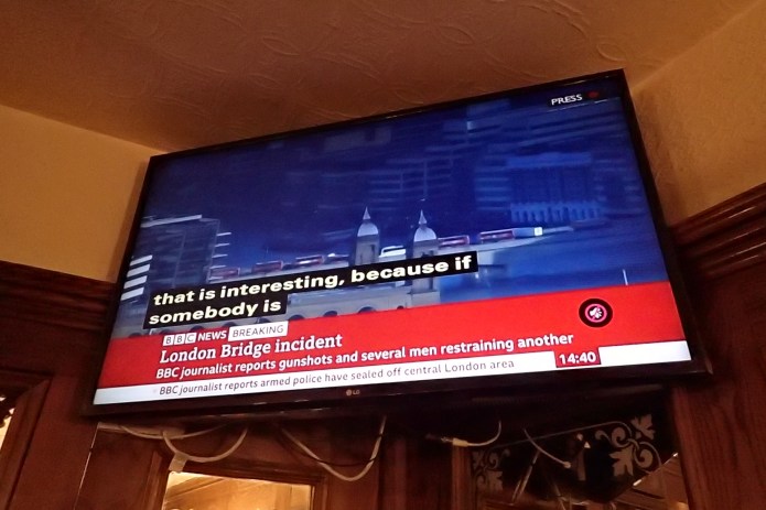 The 29 November attack on London Bridge unfolded on screens in the pubs we visited