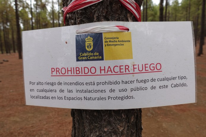 Due to recent and extensive fires, all fires were banned in all campsites on Gran Canaria