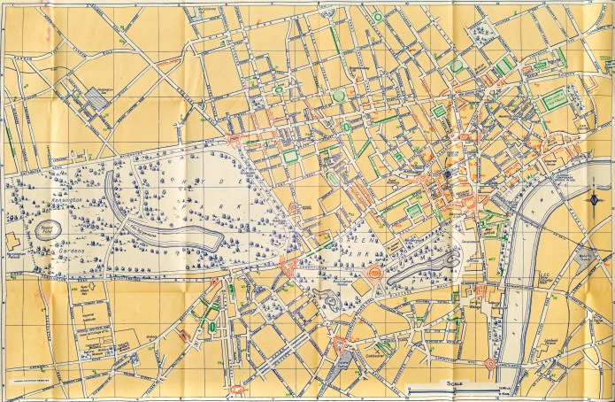Map of Central London issued free to members of the Automobile Association, 1935