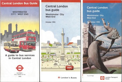 Selection of 1990s bus maps. Ruthlessly efficient and effective for the bus traveller, less so for those walking