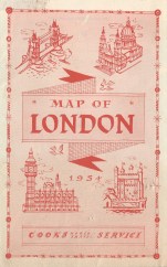 Small map produced by travel agent Thomas Cook for its customers. Production costs were largely met by carrying advertisements on its reverse. As an indication of the customer base, these included advertising for the Ivy Restaurant