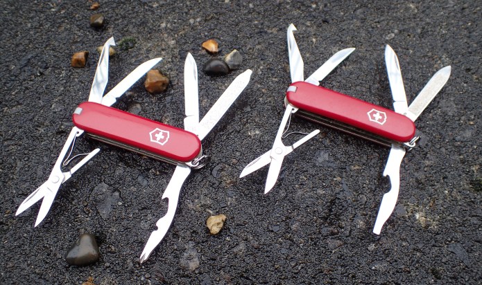 Victorinox Vagabond and Mate with tools opened