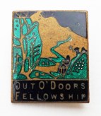 Enamel badge of the Out O'Doors Fellowship, one of many rambling clubs in the Peak District in the 1930s. Fattorini and Sons. A company that made a wide range of badges, regalia and trophies, including the FA Cup and Rugby League Challenge Cup