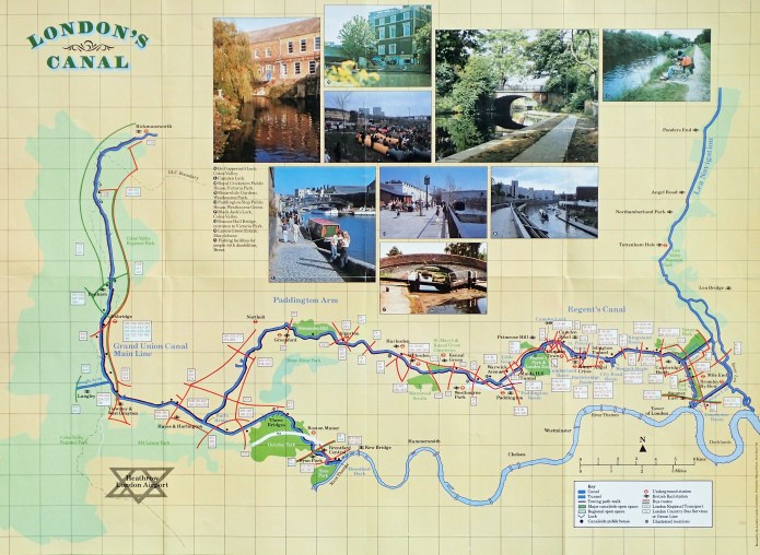 Revised canal map produced by the London Canals Committee and printed July 1988