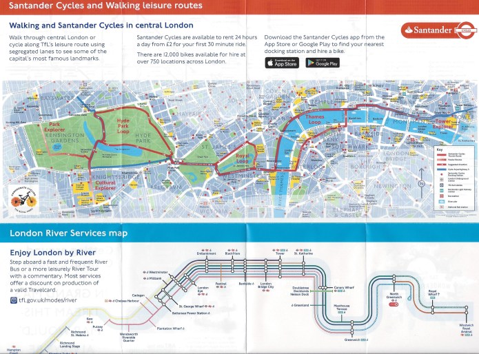 Map detail from free TfL 'Getting around in Central London' leaflet. June 2019