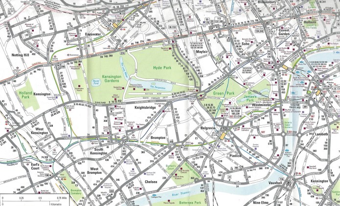 Free Transport for London bus guide to services in South West London. There are thirteen maps spread across the two sides of this map- eleven small, local area maps, a small scale map of south-west London and a large scale map of central London. Printed October 2007
