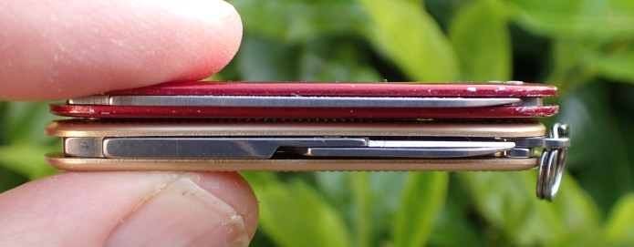 Thickness of single layer Pocket Pal compared with 2019 two-layer Classic Alox