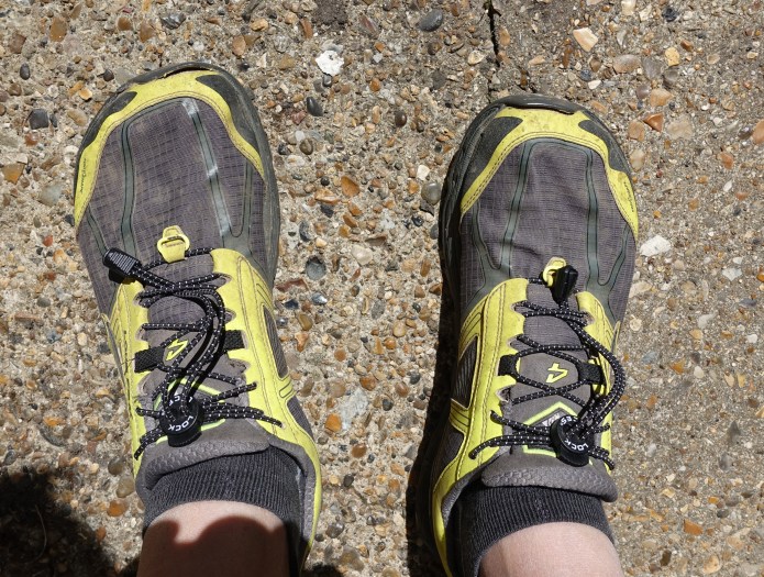 Advice is to leave three inches clear below the lock when cutting, I have left it a little longer to allow the shoes to be opened up more easily when drying them