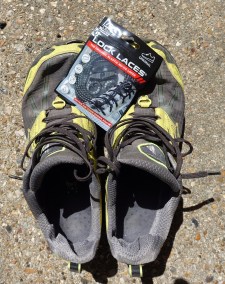 Battered Lone Peaks with original laces and replacement