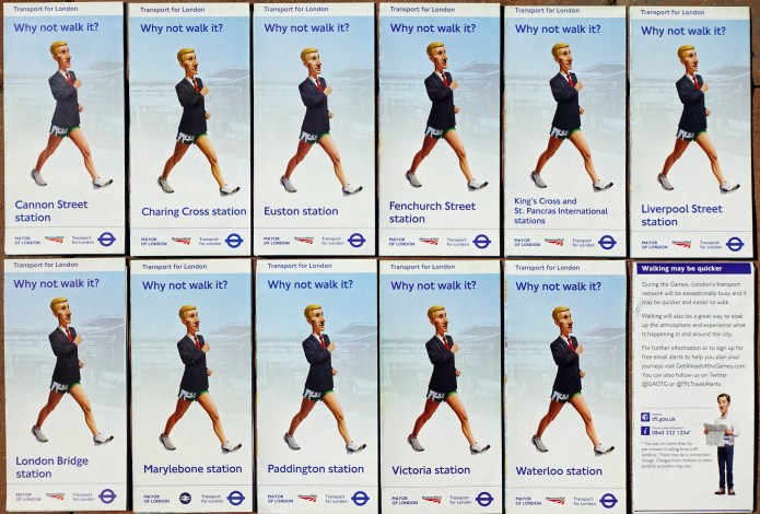 Eleven maps, each centred on a London railway station, were distributed free of charge to aid visitors to London during the 2012 Olympics