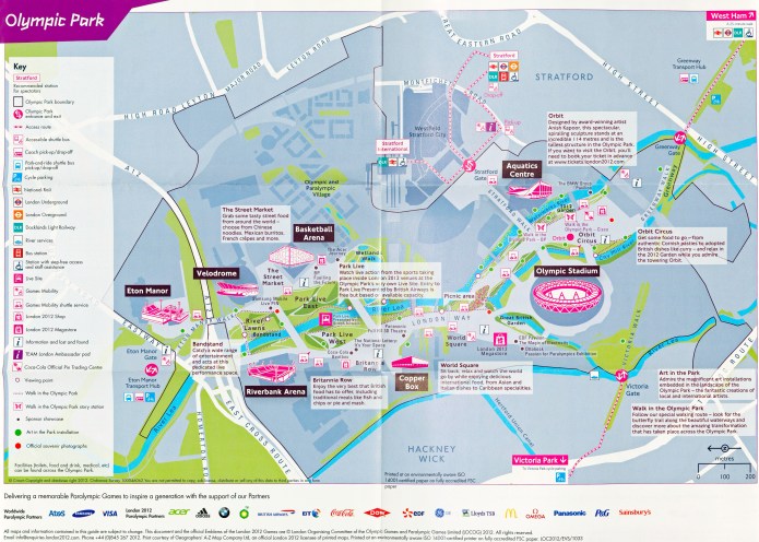 Based on Ordnance Survey mapping but including very simple detail. There is sufficient information on this map to enable those unfamiliar with maps to navigate around the 2012 Olympic Park