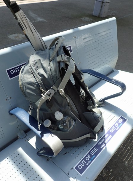 'Socially distancing' on station platform, waiting for a train to take me to the beginning of the days hike