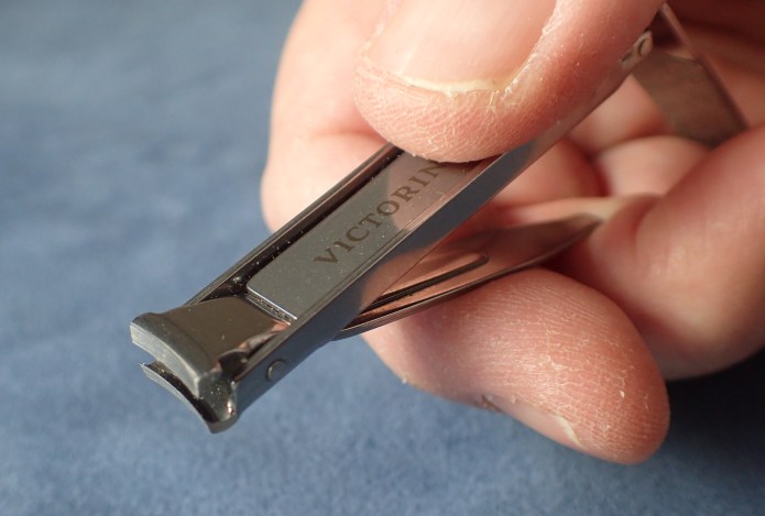 Victorinox nail clippers in use