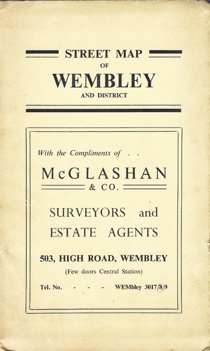 Free street map showing the streets area surrounding Wembley Stadium. With compliments of McGlasham & Co. Surveyors and Estate Agents. Map copyright Maurice Linton Publications